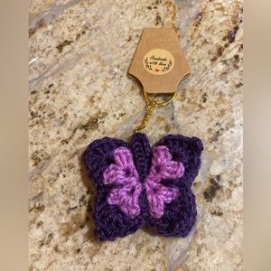 NWT Keychain Handmade Crochet Butterfly Key Ring